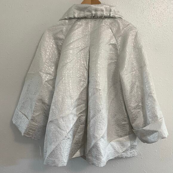 Lafayette 148 Metallic Ruffle Zip Dress Jacket Plus Size 14 New Formal Business - Picture 2 of 12